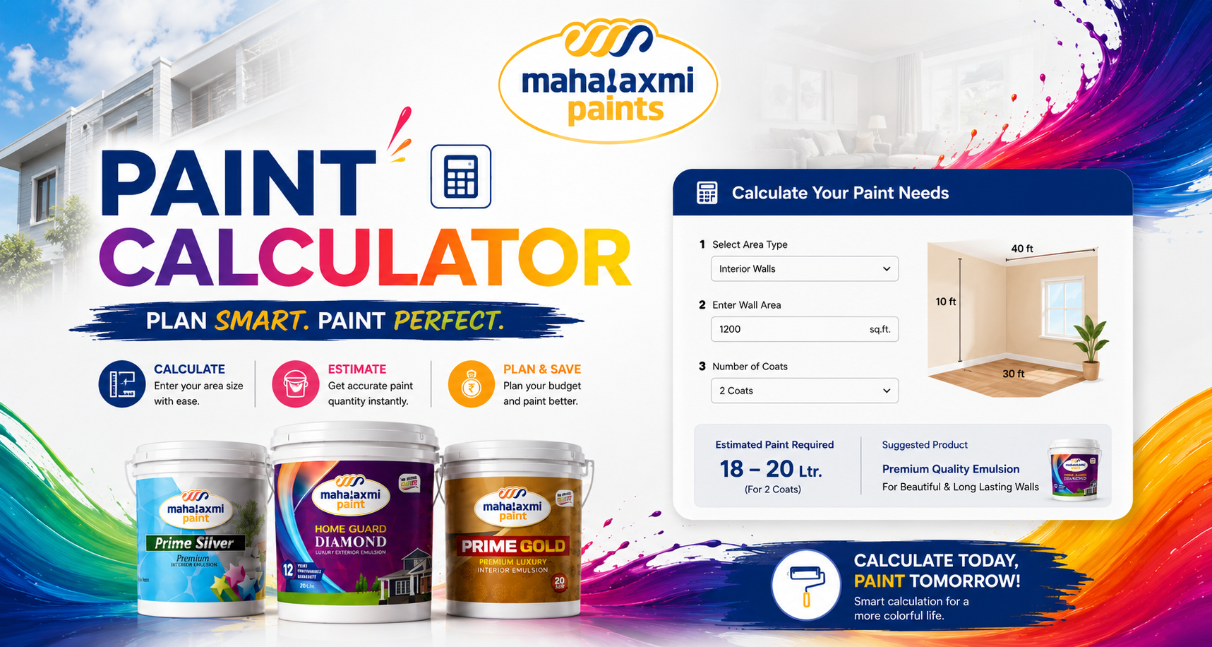 Mahalaxmi Paints Paint Calculator – Calculate Your Paint Requirements